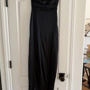Amanda Uprichard Black strapless Maxi Dress with tie around neck